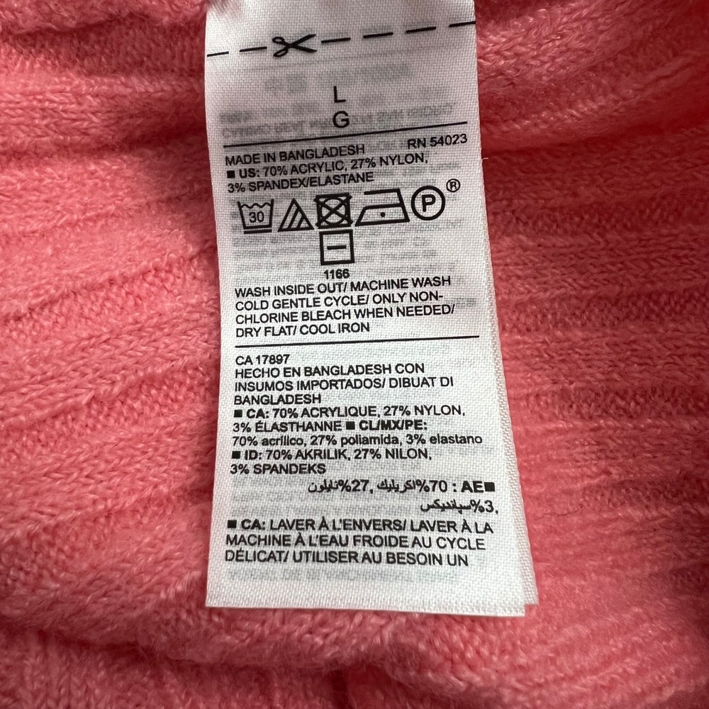 Old Navy Ribbed Mock Neck Sweater Peony Pink Women's Large Soft Knit Pullover - Picture 6 of 6